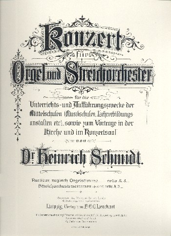 Konzert  für Orgel und Streichorchester  Partitur (= Orgelstimme)