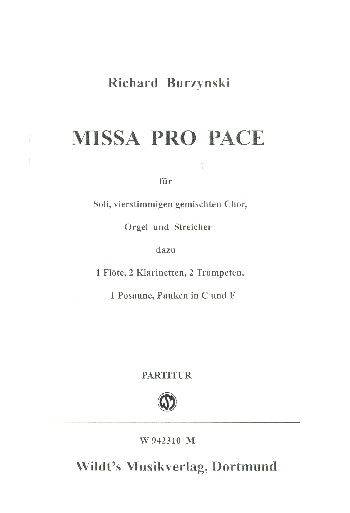 Missa pro pace  für Soli, gem Chor und Orchester  Klavierauszug