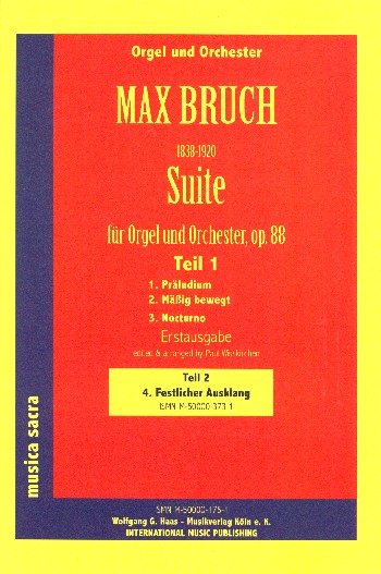 Suite op.88  für Orgel und Orchester  Studienpartitur in 2 Teilen
