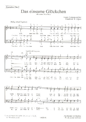Das einsame Glöckchen  für gem Chor a cappella  Partitur (dt)