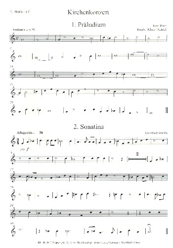 Kirchenkonzert&nbsp;&nbsp;für 4 Blechbläser&nbsp;&nbsp;Horn 2 in F