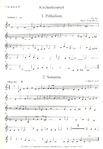 Kirchenkonzert&nbsp;&nbsp;für 4 Blechbläser&nbsp;&nbsp;3. Stimme in F