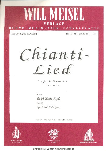Chianti-Lied:  für Klavier/Gesang/Gitarre  