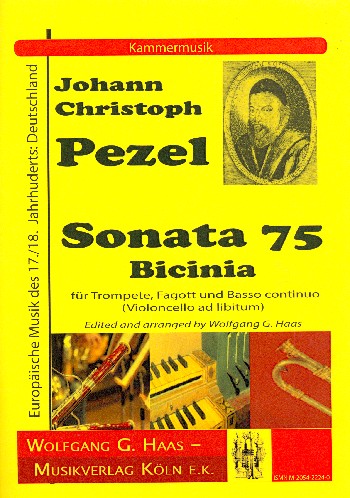 Sonata 75  für Trompete, Fagott und Bc (Violoncello ad lib)  Partitur und Stimmen (Bc ausgesetzt)