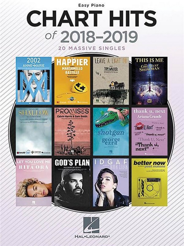 Chart Hits of 2018-2019:&nbsp;&nbsp;for easy piano (with lyrics and chords)&nbsp;&nbsp;