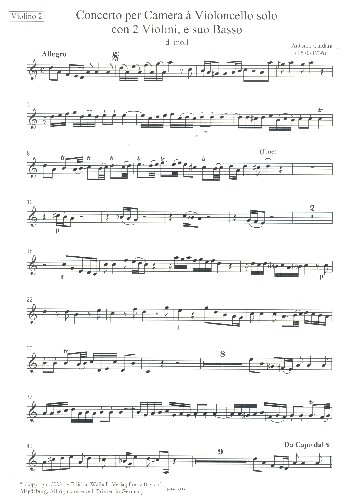 Konzert d-Moll  für Violoncello solo, 2 Violinen und Bc  Violine 2