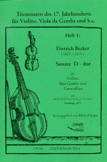 Sonate D-Dur&nbsp;&nbsp;für Violine, Bassgambe und Bc&nbsp;&nbsp;Partitur und Stimmen (Bc nicht ausgesetzt)