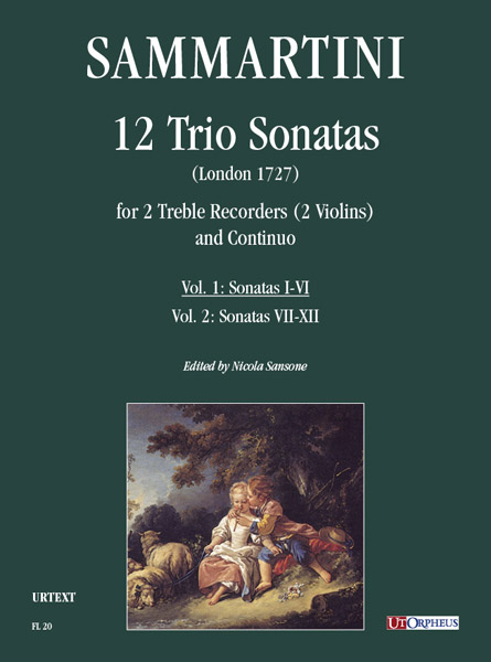 12 Trio Sonatas vol.1 (no.1-6)  for 2 treble recorders (violins) and Bc  score and parts (Bc not realised)