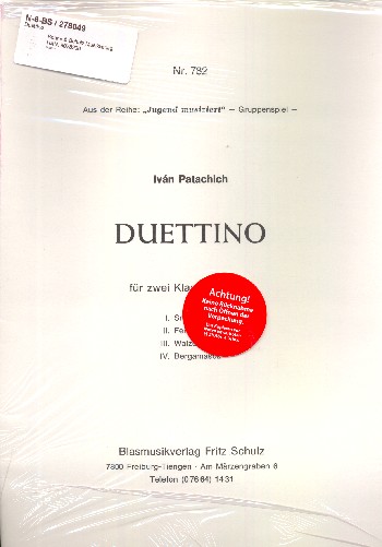 Duettino  für 2 Klarinetten  Stimmen