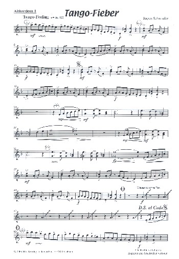 Tango-Fieber  für Akkordeonorchester  Stimmensatz
