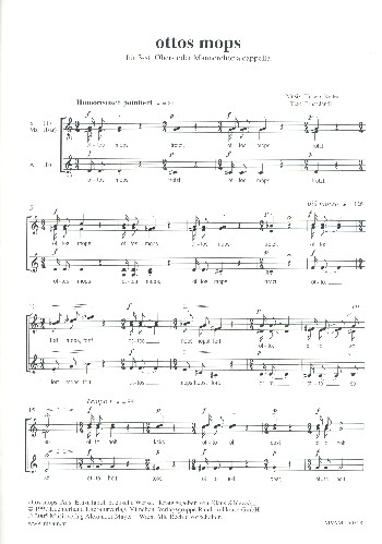 Ottos Mops  für Frauenchor (Männerchor) a cappella  Partitur