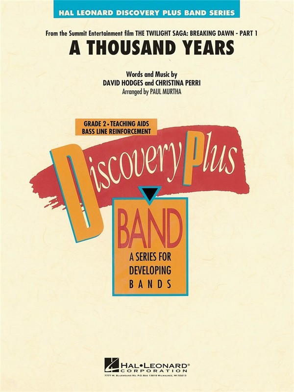 A Thousand Years:  for concert band  score and parts