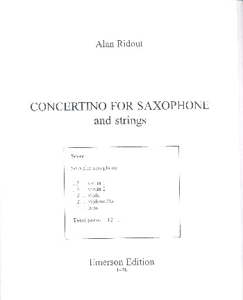 Concertino  for alto saxophone and strings  score and parts (strings 3-3-2-2-1)