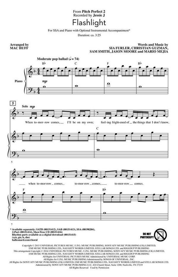 Flashlight&nbsp;&nbsp;für Frauenchor und Instrumente&nbsp;&nbsp;Klavierauszug (en)