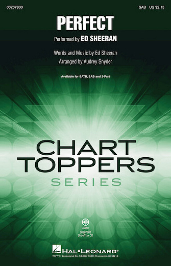 Perfect&nbsp;&nbsp;for mixed chorus (SAB) and piano&nbsp;&nbsp;choral score