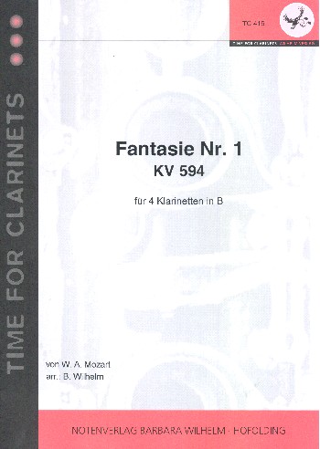 Fantasie Nr.1 KV594  für 4 Klarinettten  Partitur und Stimmen
