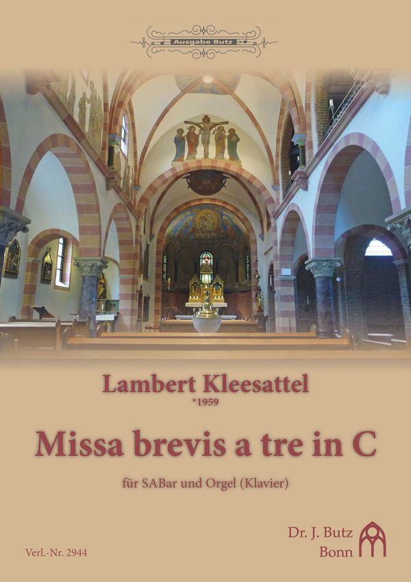 Missa brevis a tre in C&nbsp;&nbsp;für gem Chor (SABar) und Orgel oder Klavier&nbsp;&nbsp;Partitur (la)