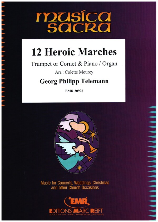 12 Heroic Marches  for trumpet (cornet) and piano (organ)  