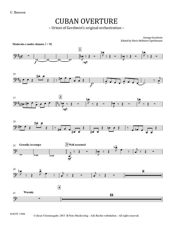Cuban Ouvertüre (Originalfassung)  für Orchester  Stimmensatz (5-4-3-2-2)
