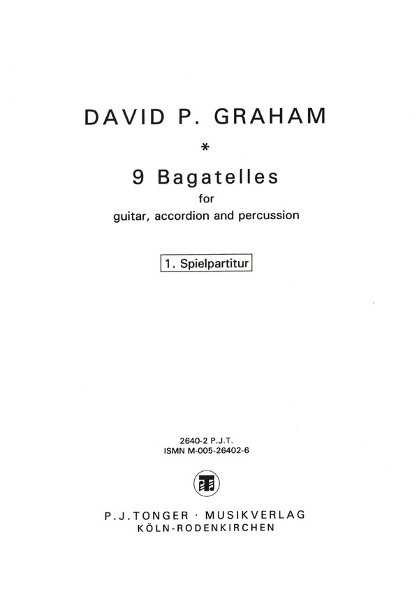 9 Bagatelles  for guitar, accordion and percussion  playing score