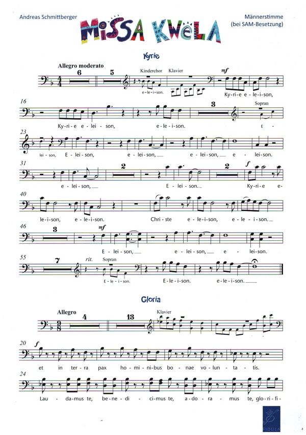 Missa Kwela&nbsp;&nbsp;für Männerchor (SAM) a cappella&nbsp;&nbsp;Chorpartitur