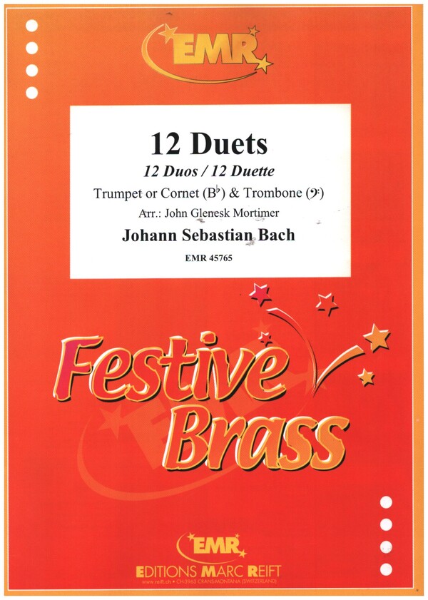 12 Duets  for trumpet or cornet and trombone  2 scores