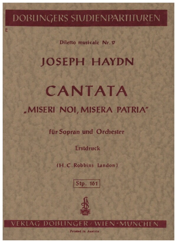 Cantata 'Miseri noi, misera patria' Hob.XXIVa:7  für Sopran und Orchester  Studienpartitur