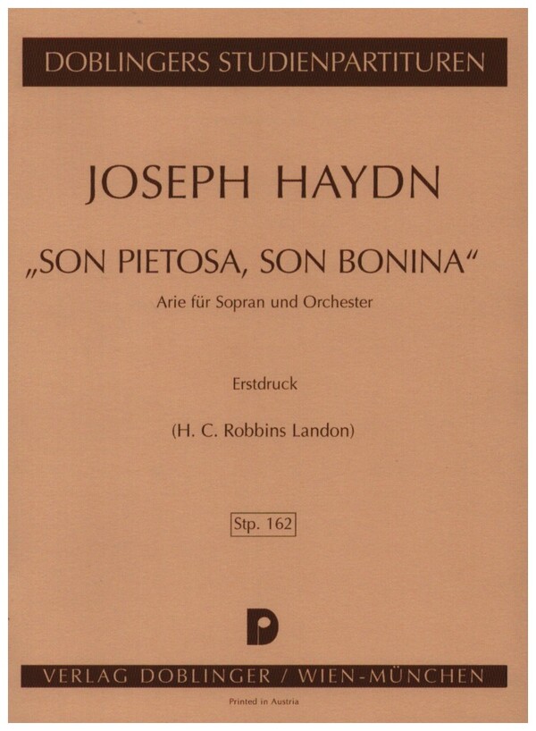 Arie 'Son pietosa, son bonina' Hob.XXXII:1/2  für Sopran und Orchester  Studienpartitur