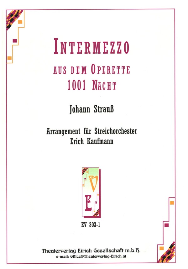 Intermezzo aus der Operette '1001 Nacht'  für Streichorchester  Partitur und Stimmen