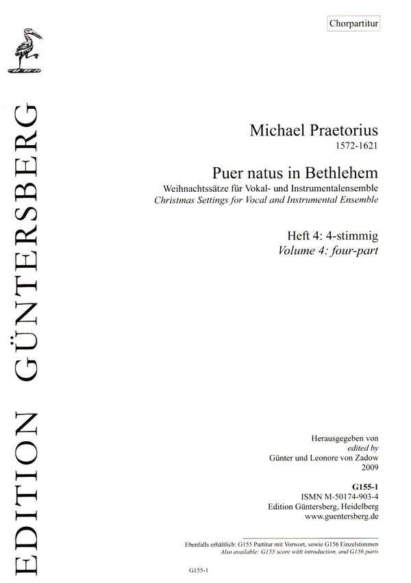 Puer natus in Bethlehem Band 4&nbsp;&nbsp;für 4 Stimmen oder Instrumente&nbsp;&nbsp;Chorpartitur