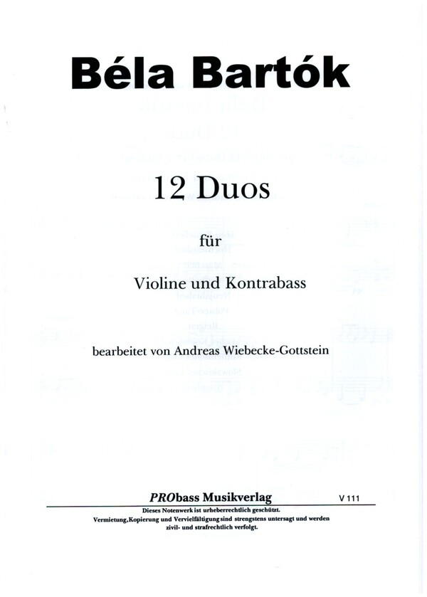 12 Duos  für Violine und Kontrabass  2 Spielpartituren