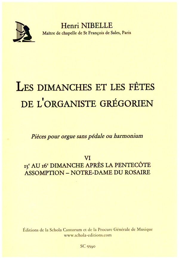 Les dimanches et les fêtes de l'organiste grégorien vol.6  pour orgue sans pédale ou harmonium  