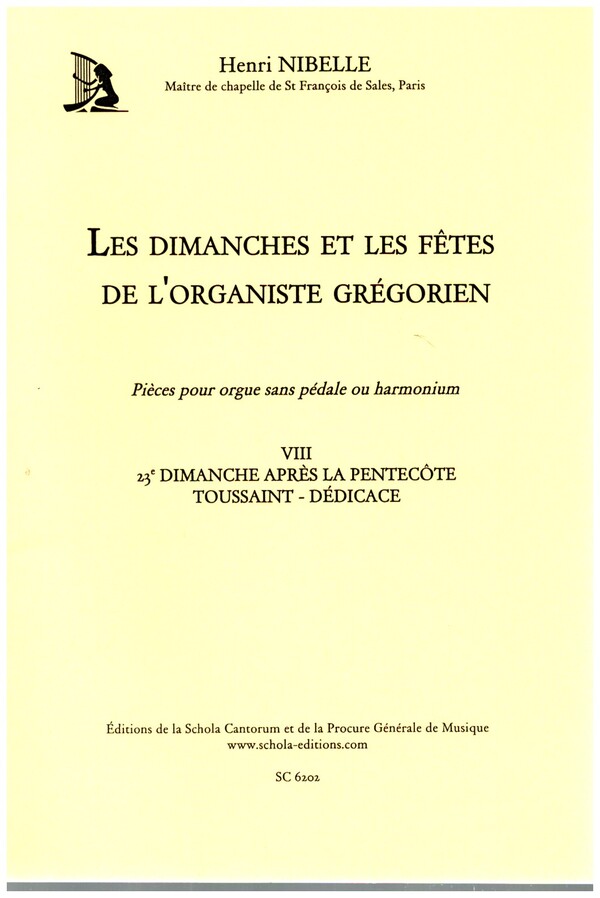 Les dimanches et les fêtes de l'organiste grégorien vol.8  pour orgue sans pédale ou harmonium  