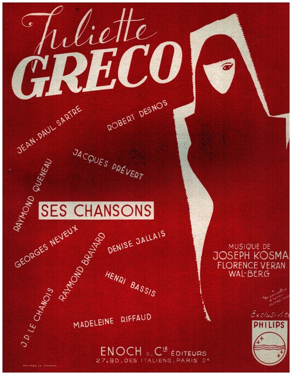 Album Juliette Gréco (Ses Chansons)  pour chant et piano  