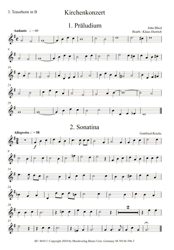 Kirchenkonzert&nbsp;&nbsp;für 4 Blechbläser&nbsp;&nbsp;3. Tenorhorn in B