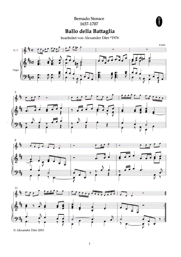 Ballo della Battaglia - Fanfare&nbsp;&nbsp;für Trompete in C und Orgel&nbsp;&nbsp;