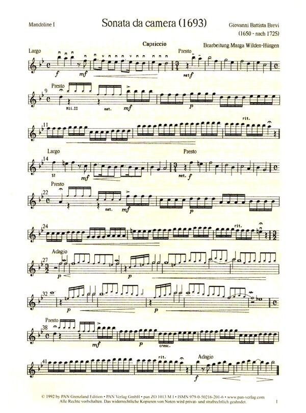 Sonata da camera  für Zupforchester  Mandoline 1