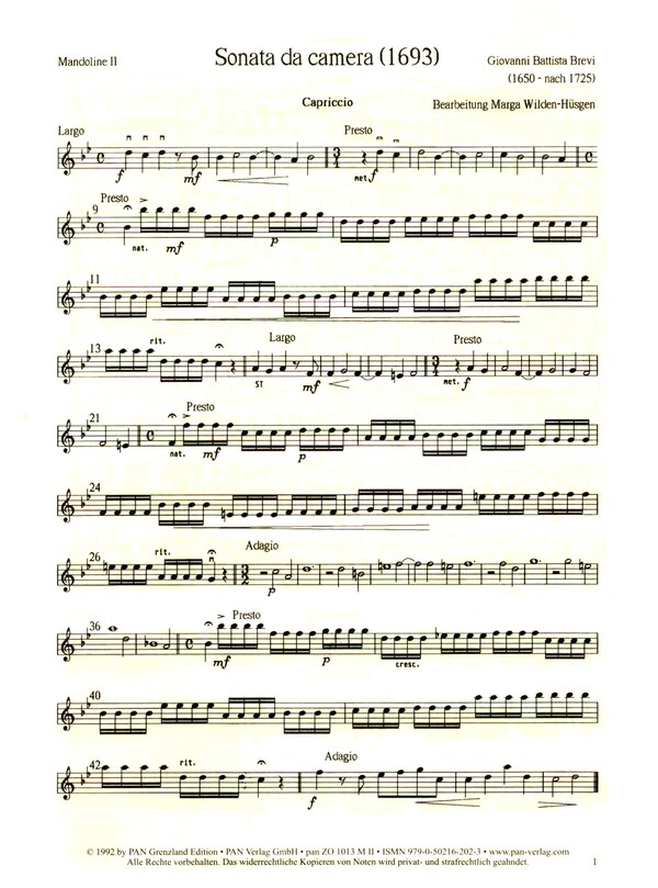 Sonata da camera  für Zupforchester  Mandoline 2