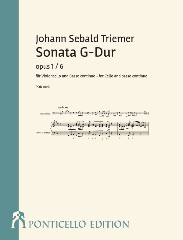 Sonate G-Dur op.1,6  für Violoncello und Bc  Partitur und Spielpartitur (Bc ausgesetzt)