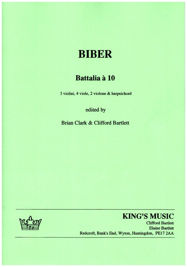 Battaglia à 10  for 3 violins, 4 viole, 2 violone and harpsichord  score and parts