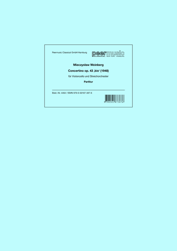 Concertino op.43 ,bis' (1948)  für Violoncello und Orchester  Partitur