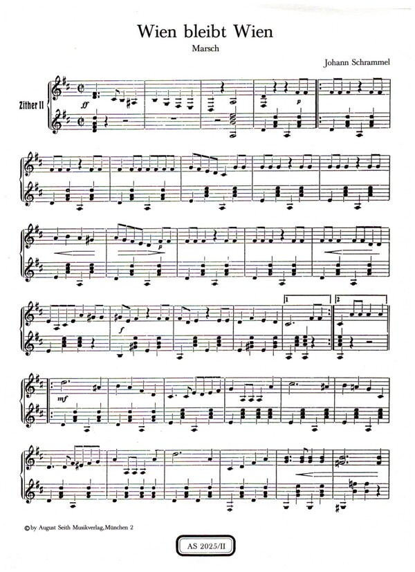 Wien bleibt Wien - Marsch&nbsp;&nbsp;für Zither&nbsp;&nbsp;Zither 2