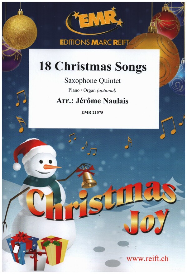 18 Christmas Songs&nbsp;&nbsp;für 5 Saxophone (S/AA/TA/TTBar)&nbsp;&nbsp;Partitur und Stimmen
