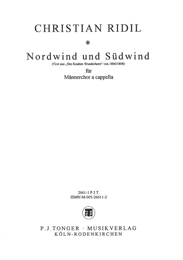 Nordwind und Südwind  für Männerchor a cappella  Chorpartitur