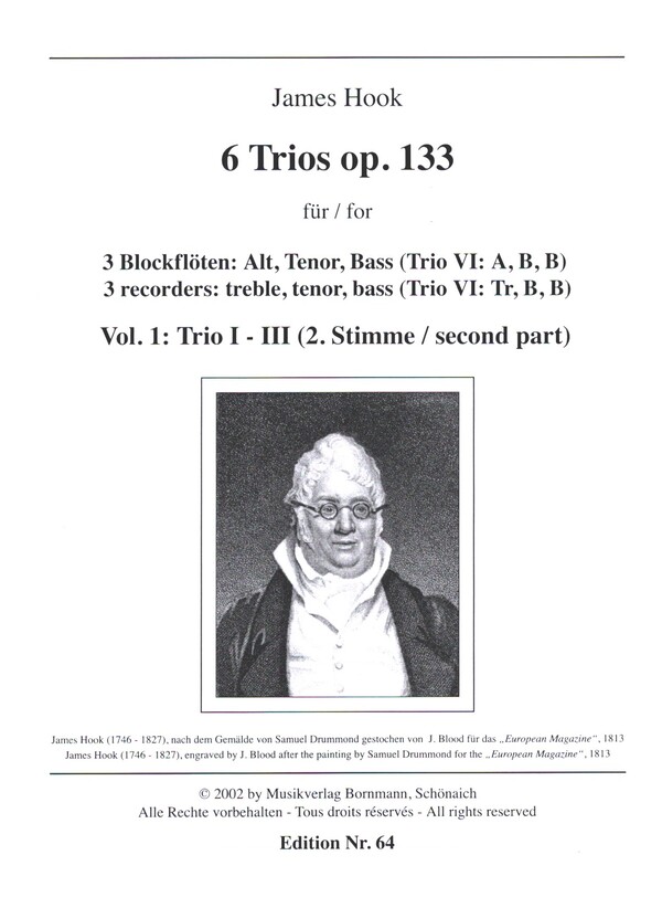 6 Trios op.133 Band 1 (Nr.1-3)  für 3 Blockflöten (ATB)  2.Stimme Tenorblockflöte