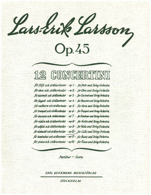 Concertino op.45 no.10  for cello and string orchestra  score