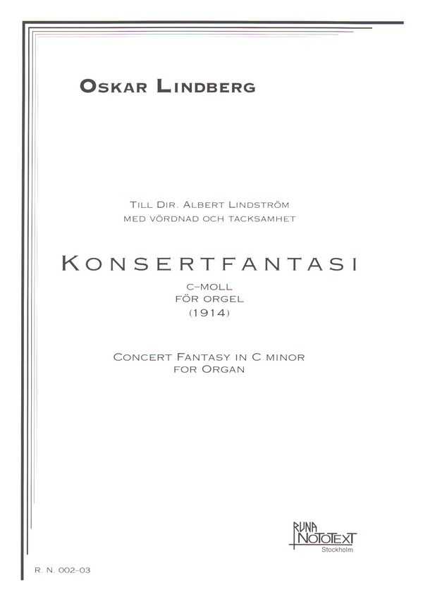 Concert Fantasy in c-minor (1914)  for organ  