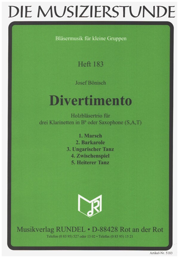 Divertimento  für 3 Klarinetten  Partitur und Stimmen