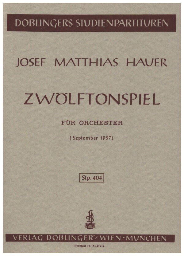 Zwölftonspiel (September 1957)  für Orchester  Studienpartitur