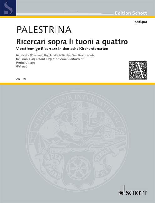 Ricercari sopra li tuoni a quattro  für Tasteninstrument oder beliebige Einzelinstrumente  Partitur